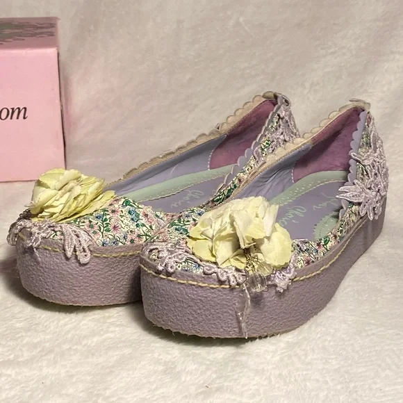 NWOT Irregular Choice platform ballet flats,lilac/mint floral,lace,flower, 7.5 - Picture 9 of 16